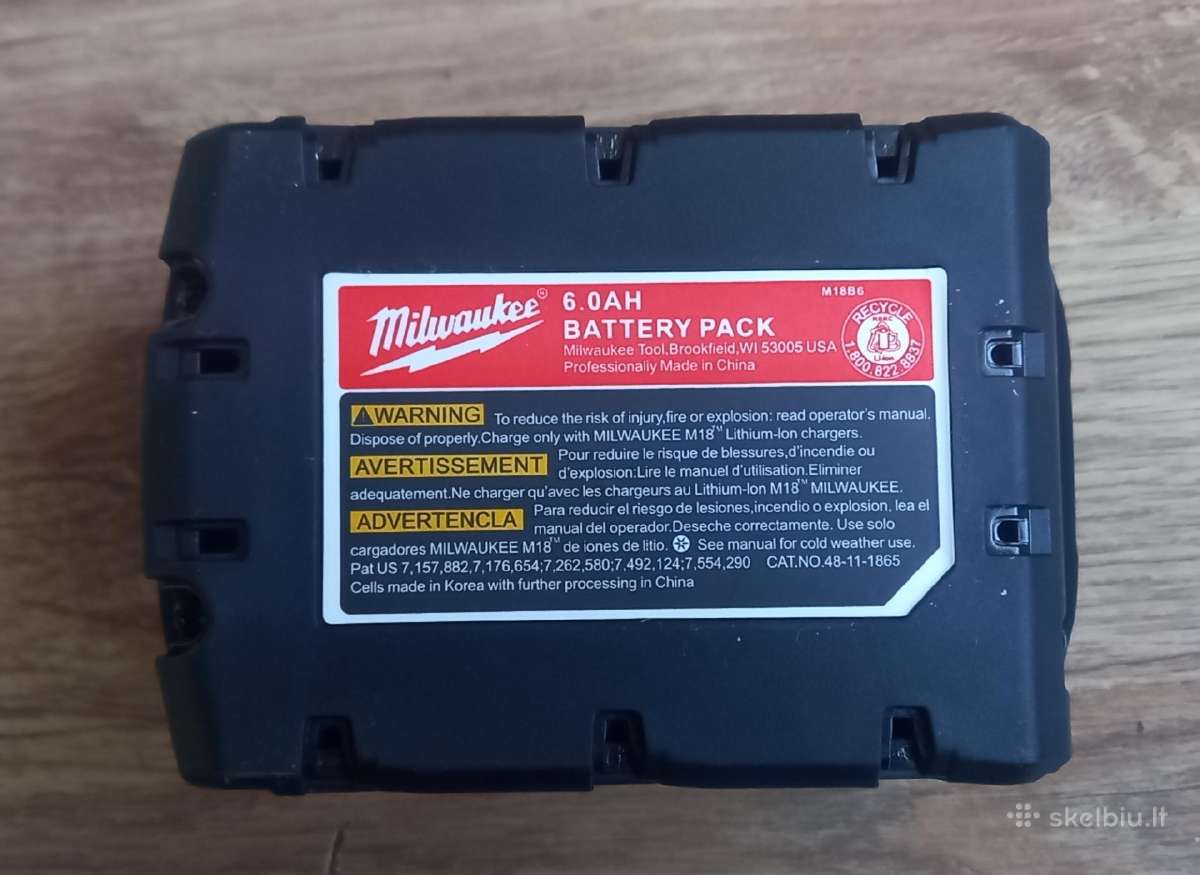 Milwaukee 6 Ah 18 V akumuliatoriai. - nuotraukos Nr. 2