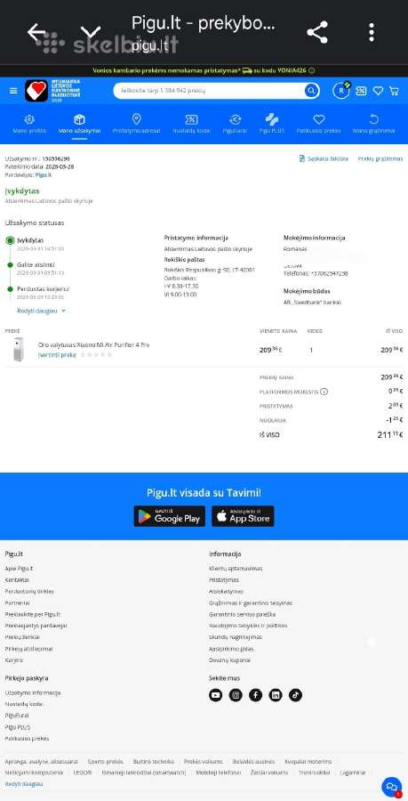 Oro valytuvas Xiaomi Mi Air Purifier 4 Pro