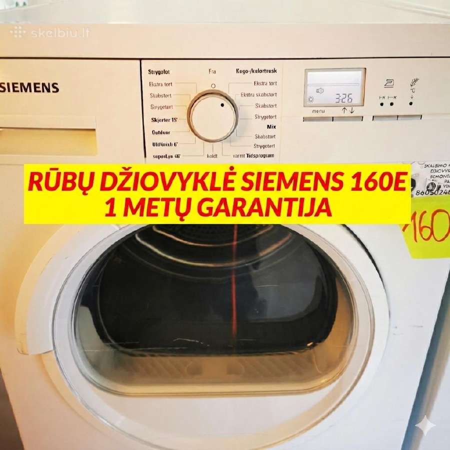 Rūbų džiovyklė Siemens su 1 Metų Garantija