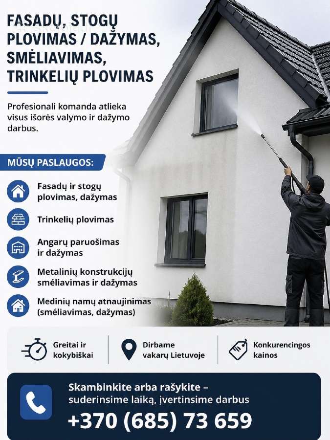 Plovimas, dažymas, smėliavimas