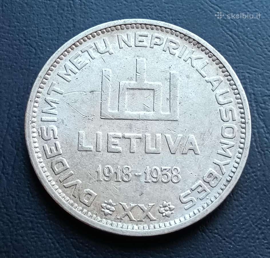 1938 m. proginė 10 litų sidabrinė moneta - nuotraukos Nr. 2