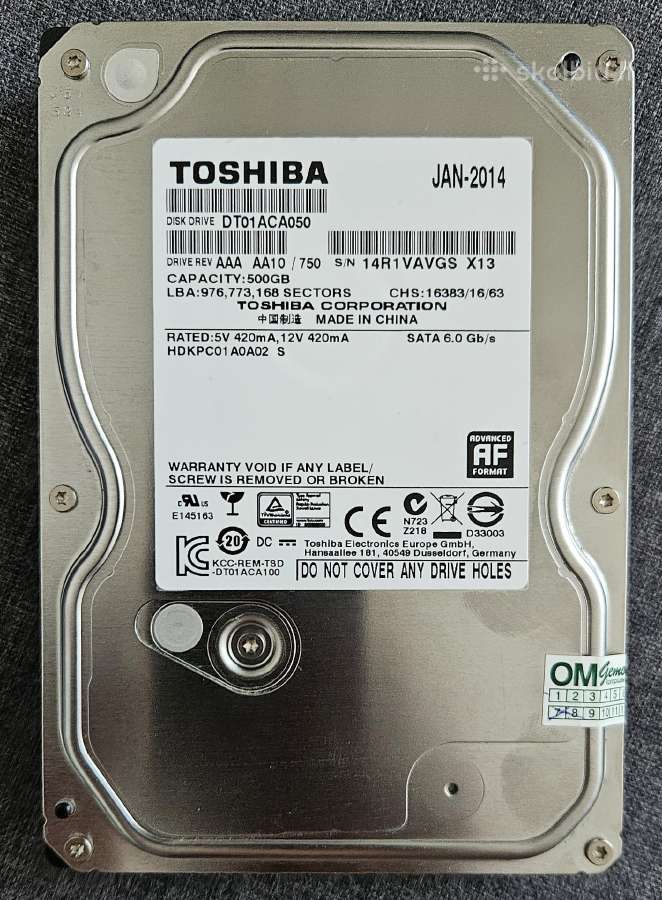 HDD Toshiba 500gb 3,5 colio Sata3