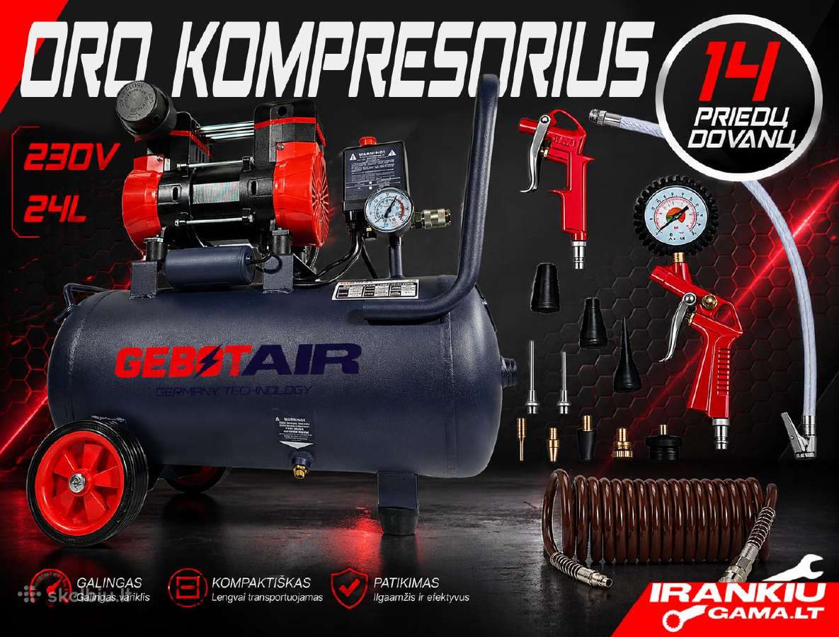 Akcija! Oro kompresorius 24l, 230v Gebotair Get008