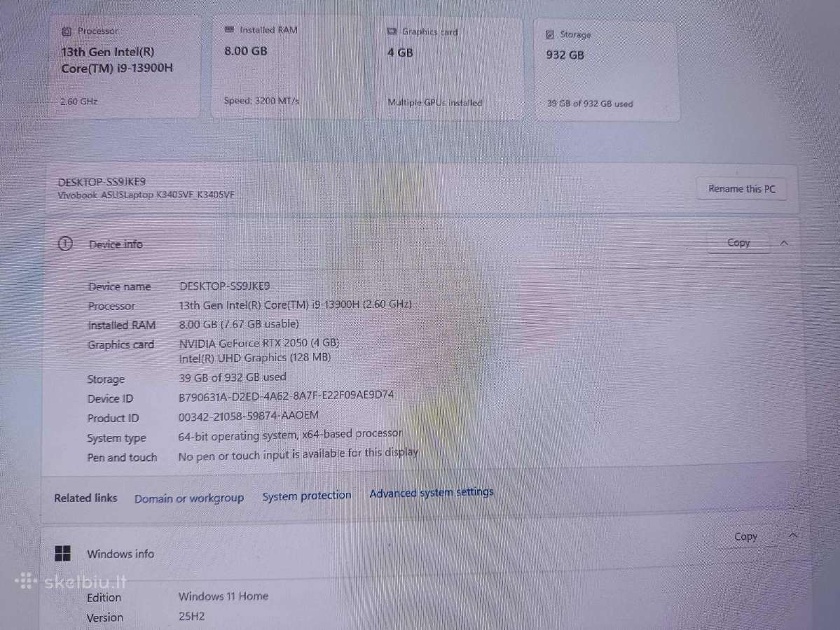 Vivabook Oled 14" 2880*1800 i9-13900h Rtx 2050 - nuotraukos Nr. 4