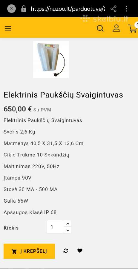 Elektrinis paukščių svaigintuvas ,nedaug naudotas