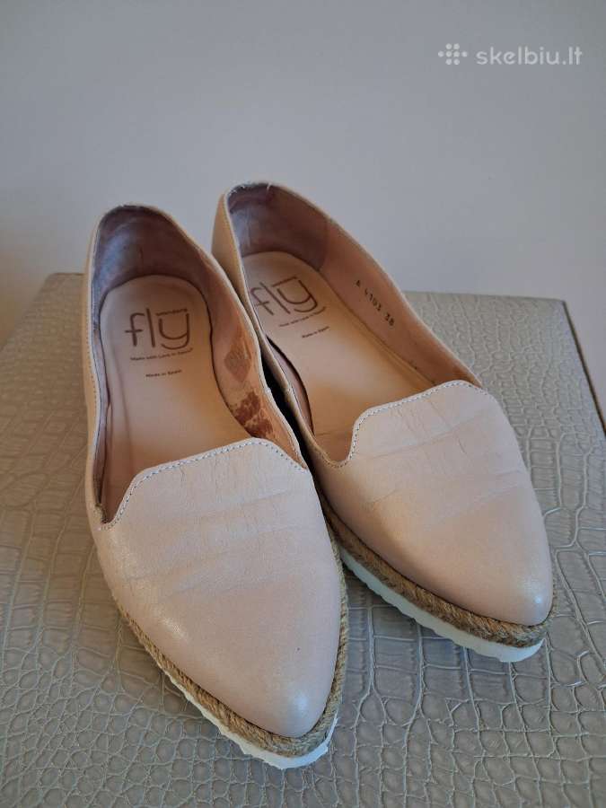 Wonders Fly rausvos odinės espadrilės