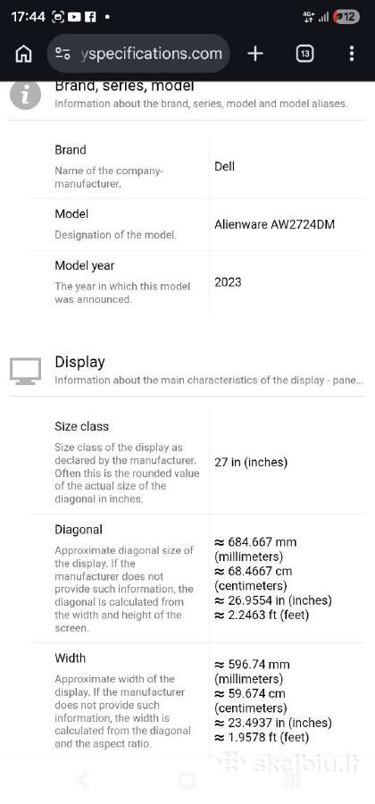 Dell Aw2724dm 2k Monitorius - nuotraukos Nr. 9