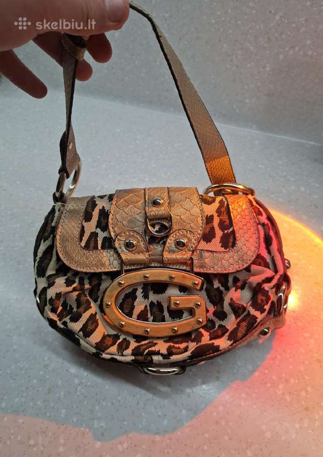 Guess Vintage Leopard Print Canvas Shoulder Bag.