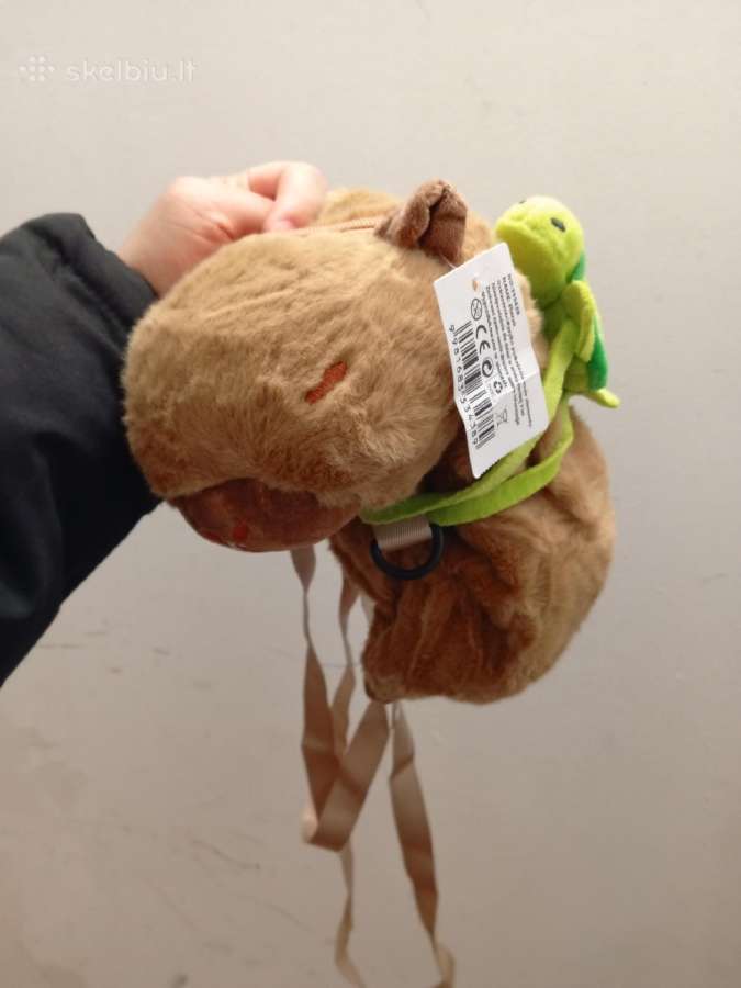 Pliušinė Capybara kuprinė / rankinė su vėžliuku –