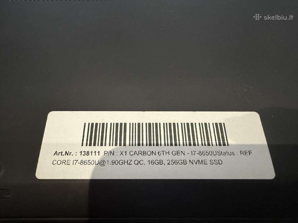 Lenovo Thinkpad X1 Carbon 6gen i7 - nuotraukos Nr. 3