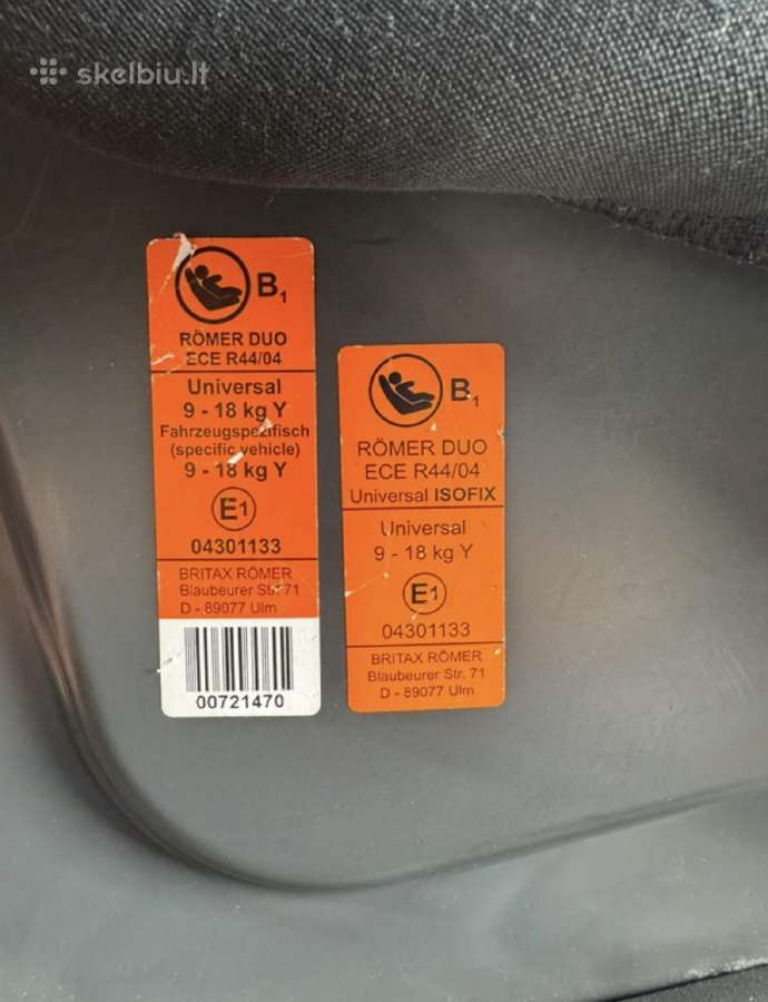 Automobilinė kėdutė Britax Romer Duo - nuotraukos Nr. 2