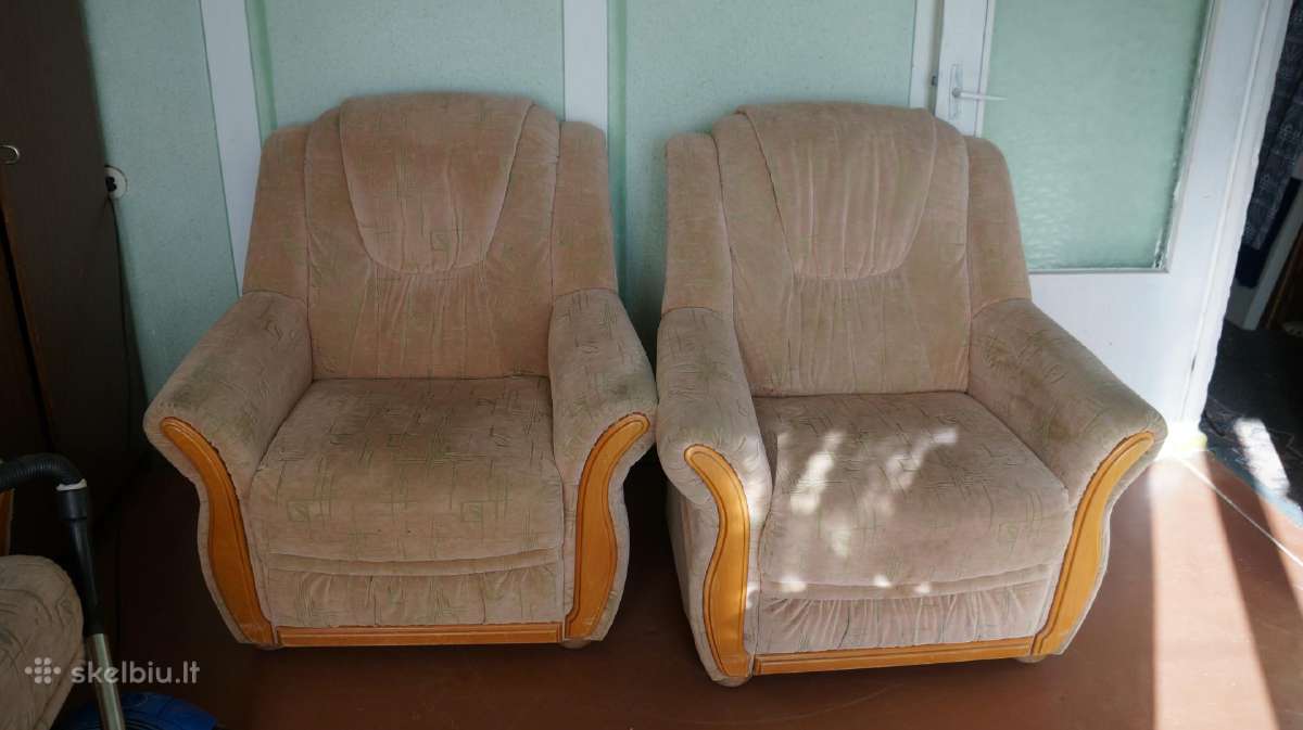 2 foteliai ir sofa