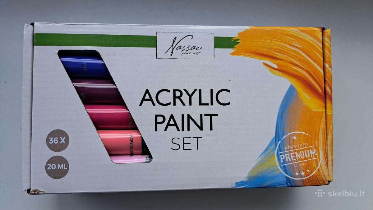 Akrilinių dažų rinkinys tapybai, 36 spalvų, 20ml