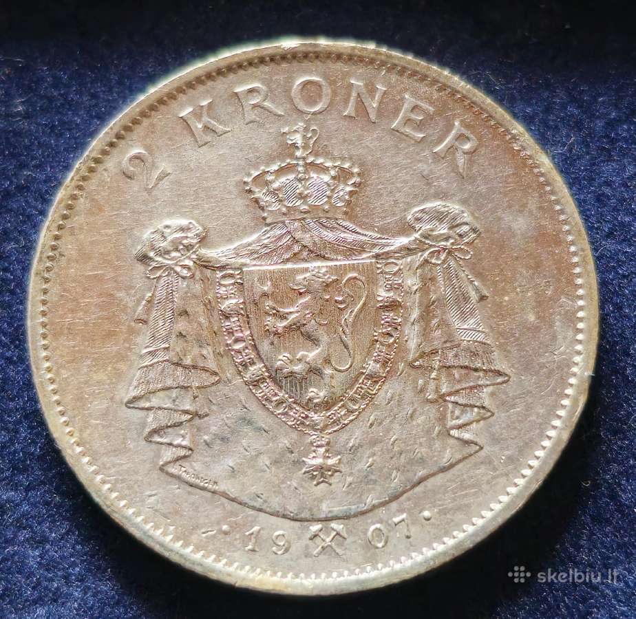 Norvegija 2 kronos ,1907 - nuotraukos Nr. 2