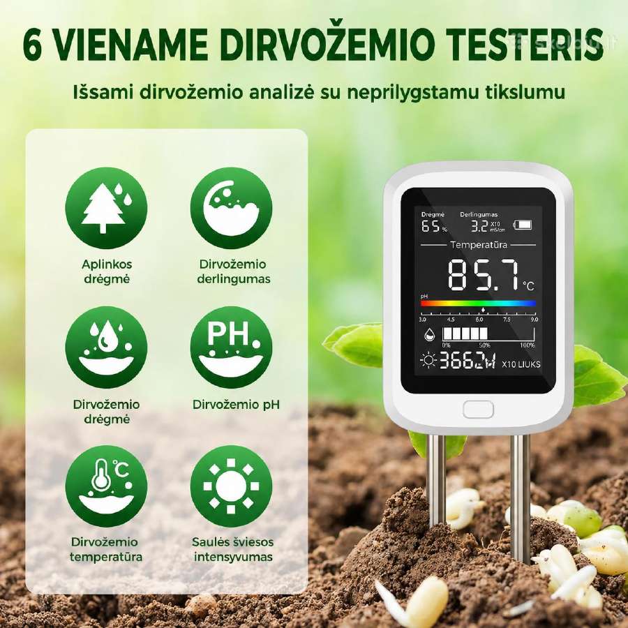 Dirvožemio Ph ir temperatūros matuoklis - nuotraukos Nr. 9