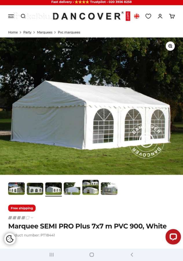 Dancover Party Tent Semi Pro Plus 7m7m, aukš-2.3m