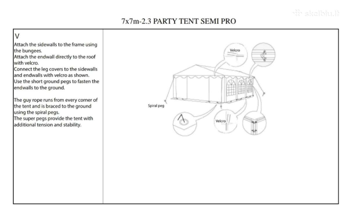 Dancover Party Tent Semi Pro Plus 7m7m, aukš-2.3m - nuotraukos Nr. 8