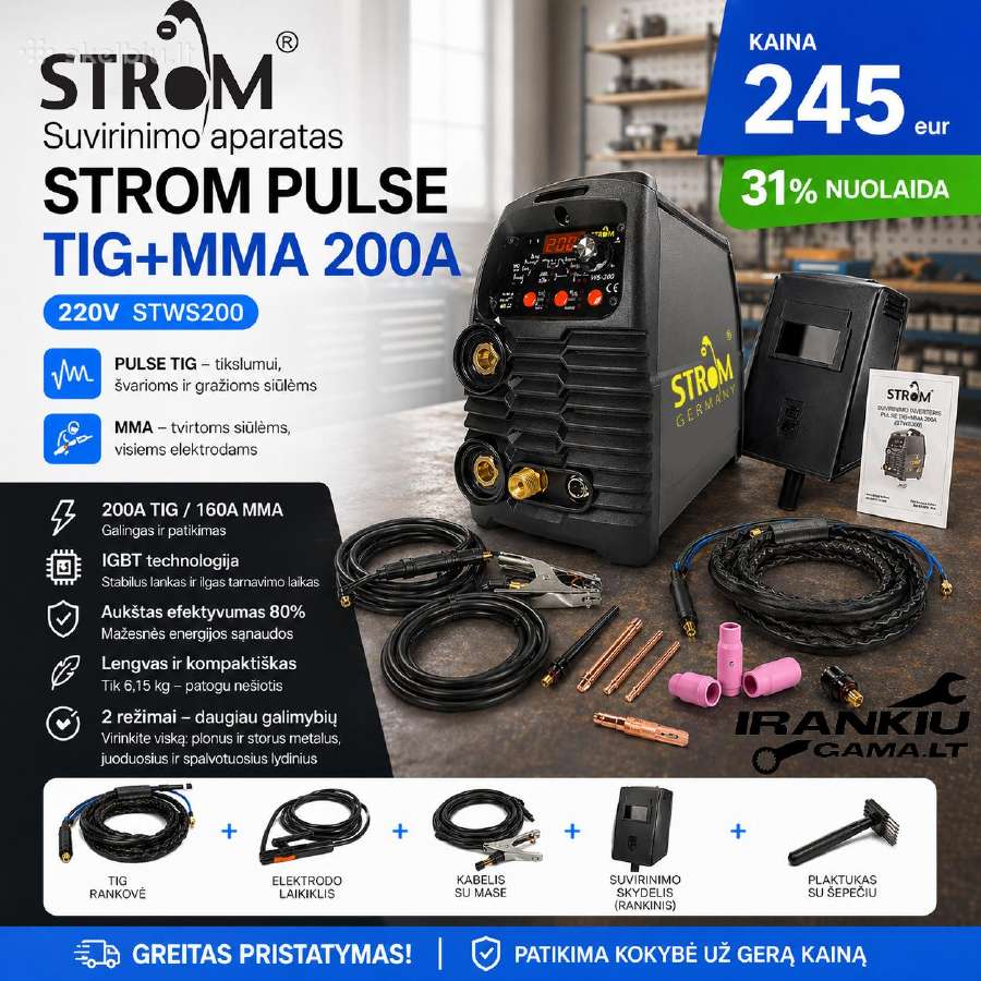 Suvirinimo aparatas Pulse Tig-mma 200a