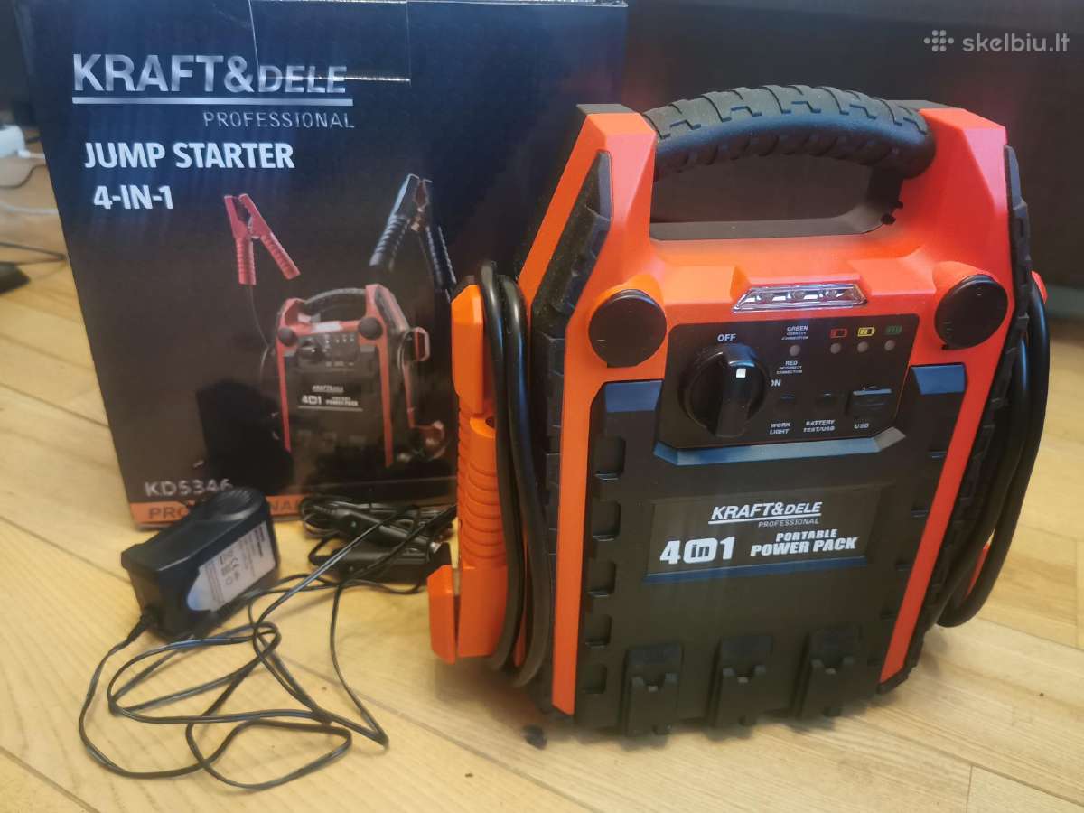 Kraftdele 4in1 akumuliatoriaus užvedejas kompresor
