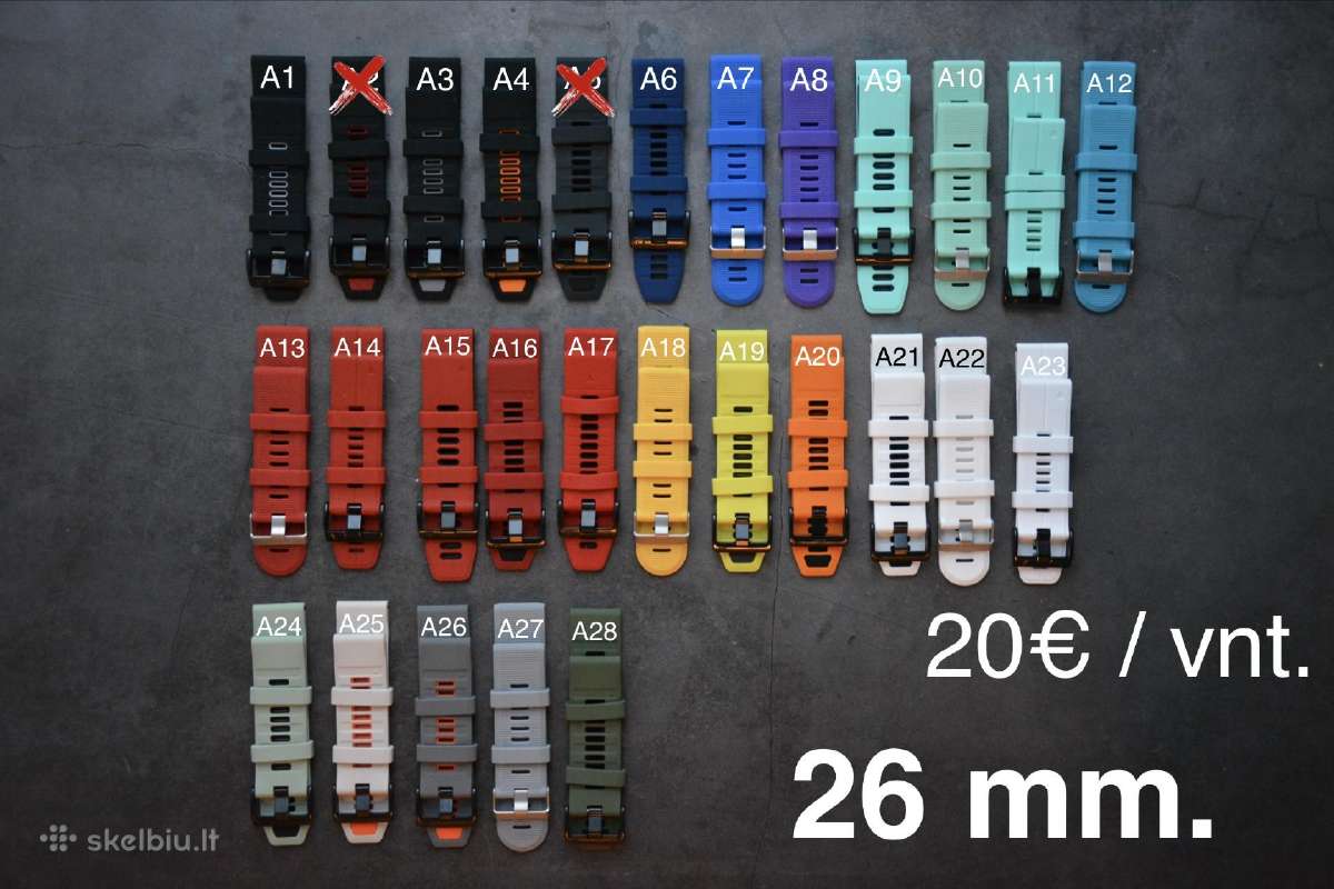 Apyrankės Garmin 20, 22, 26mm. (06.02)