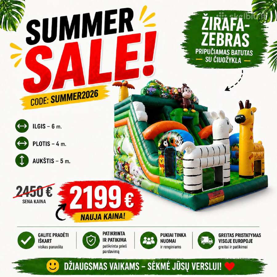 Akcija 2050€! Nauji batutai Žirafa-zebras