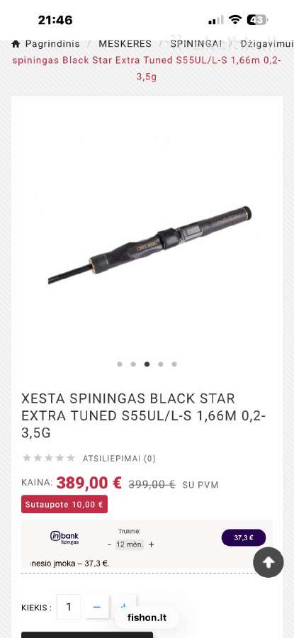 Xesta Black Star Extra Tuned S55ul/l-s 1.66m - nuotraukos Nr. 2