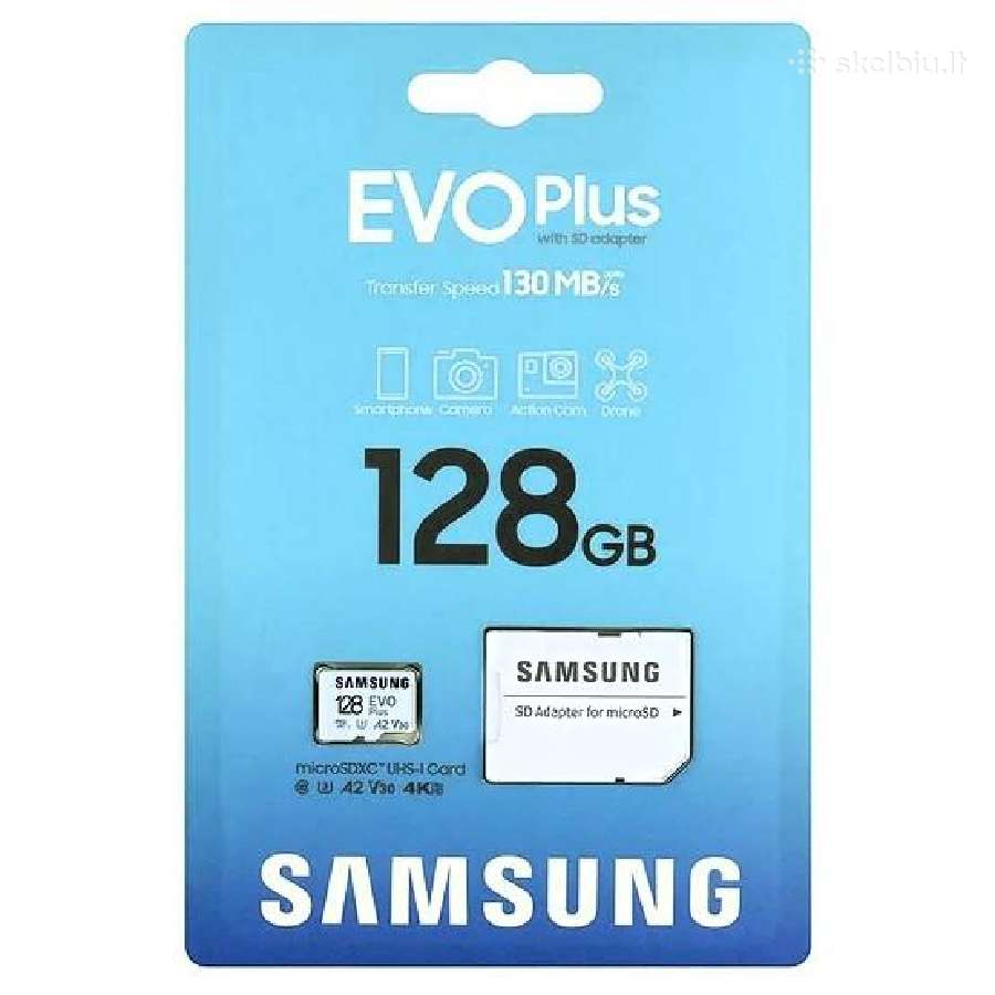 Samsung Ev0 Plus 128 GB Sd kortele.