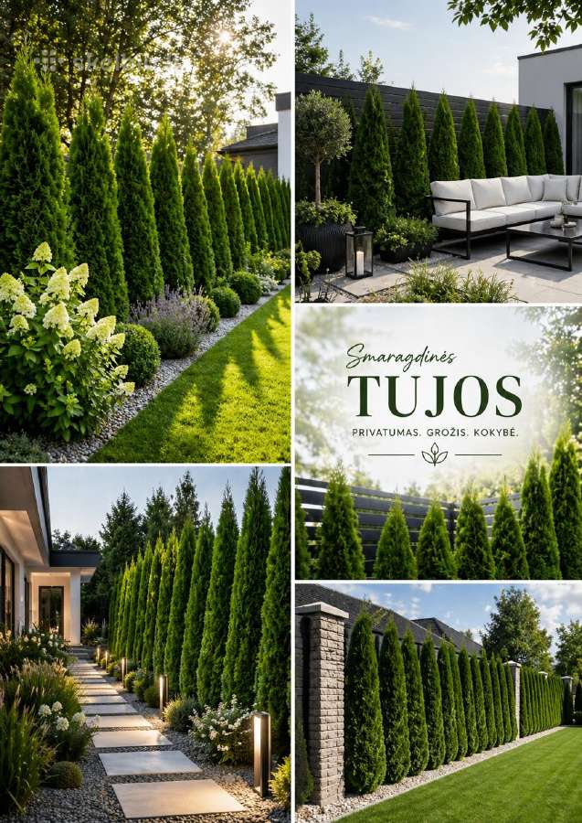 Nuostabios, vešlios tujos Smaragd 140-160 cm