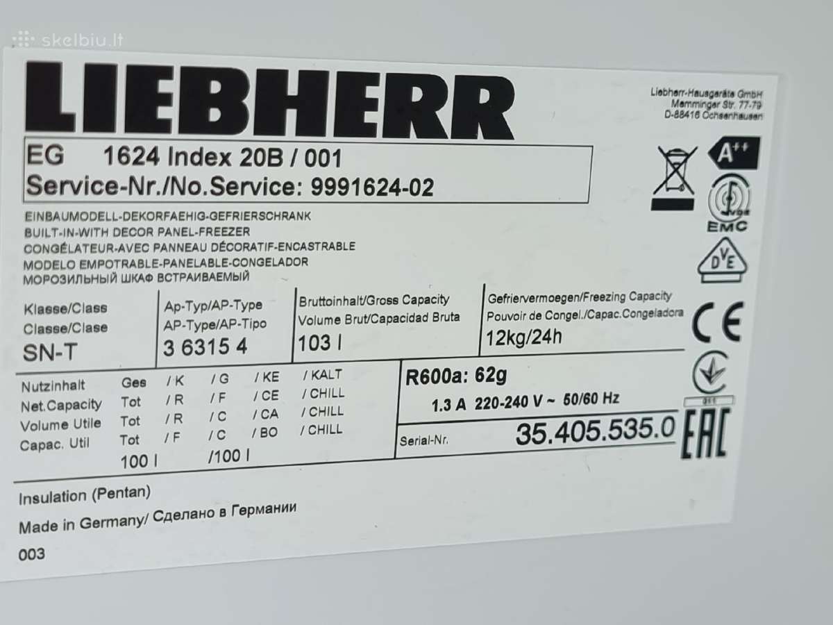 Naujas Liebherr Eg1624aukštis 87,5 garantija - nuotraukos Nr. 20