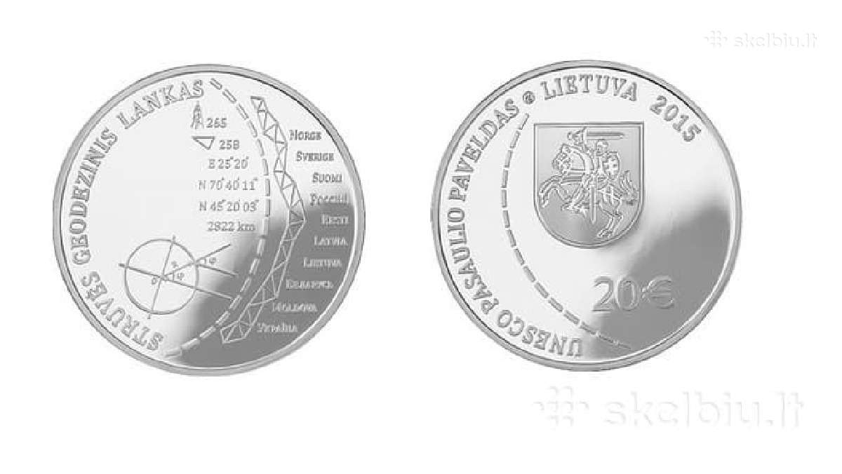 Siulau 20 euru Struvės geodezinio lanko moneta - nuotraukos Nr. 2