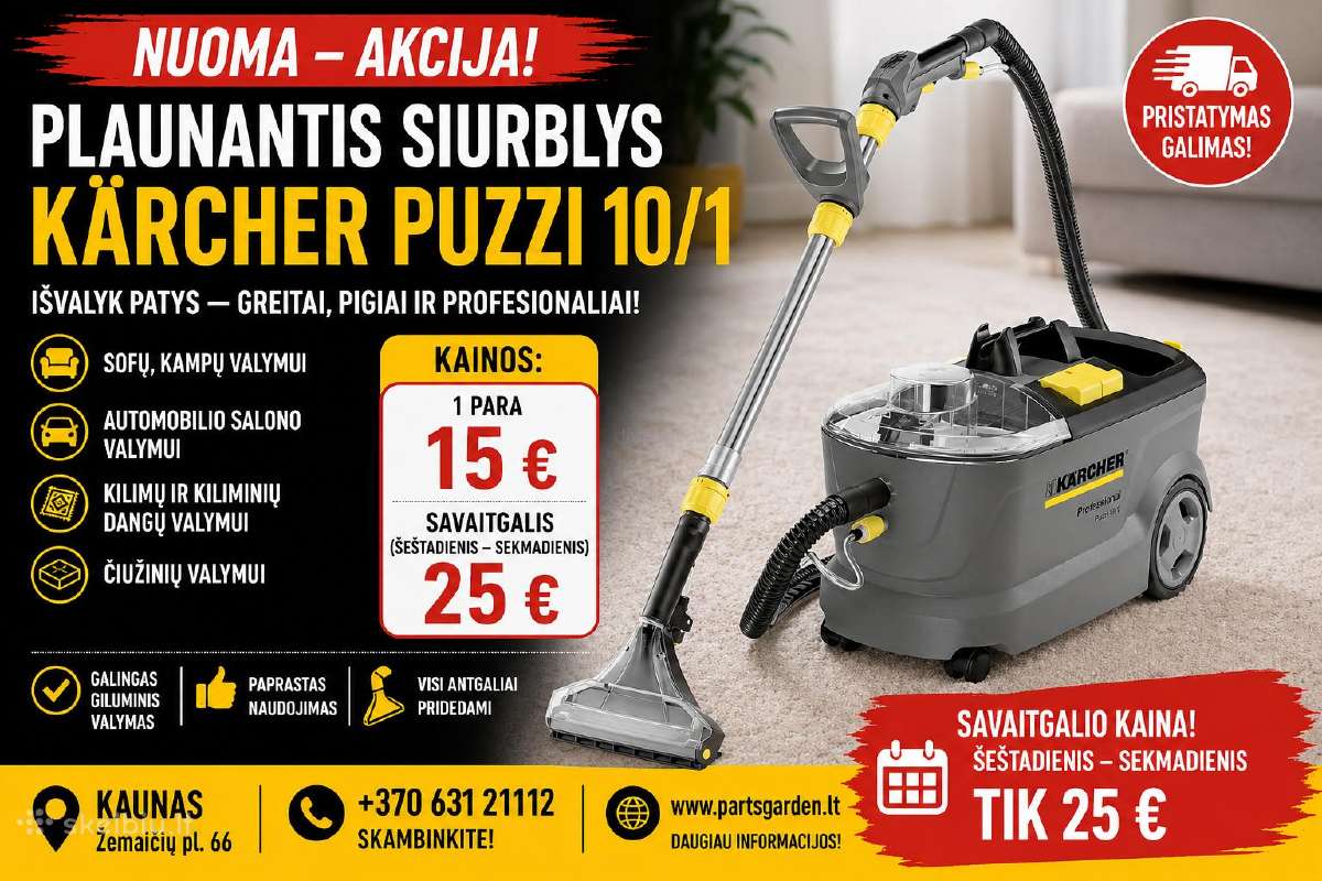Plaunantis siurblys Karcher Puzzi – Nuoma Akcija!