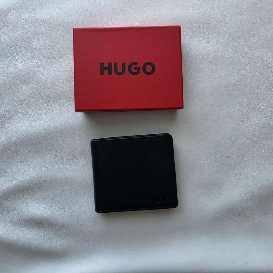 Naturalios odos piniginė Hugo juodos spalvos - nuotraukos Nr. 2