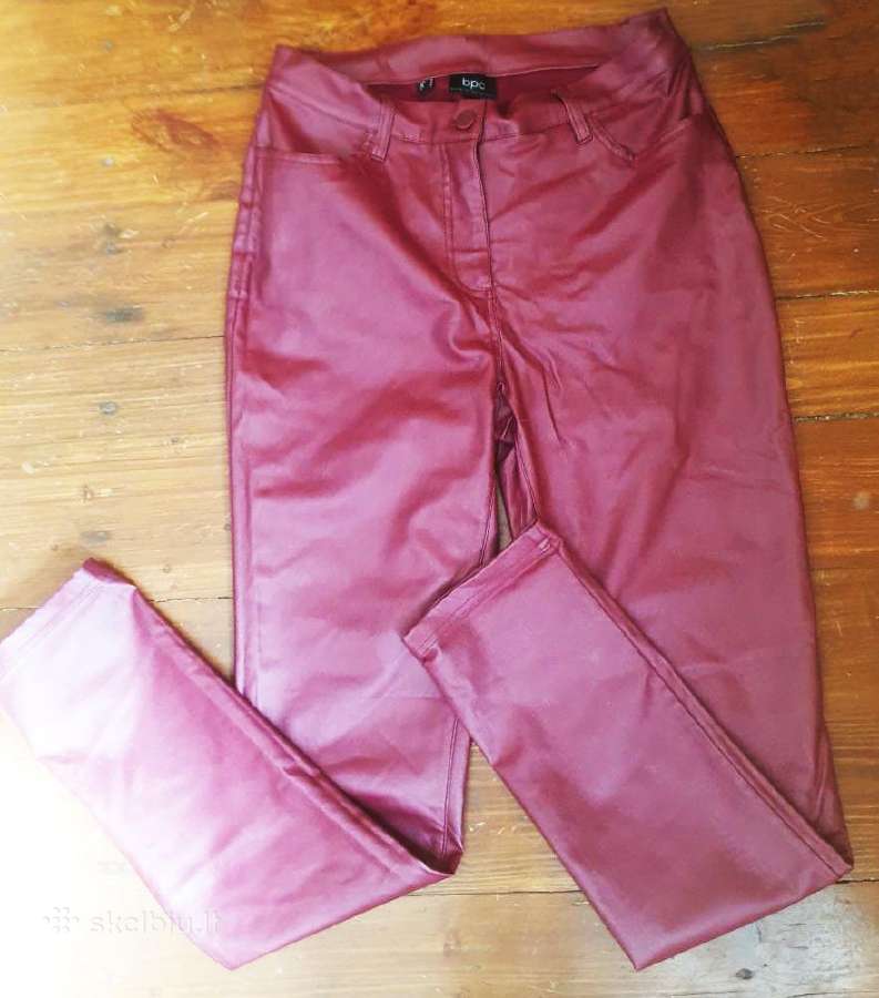 Bpc odos imitacijos kelnės M bordo skinny nau