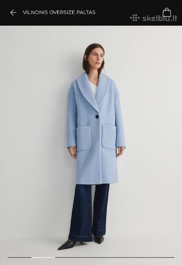 Šviesiai mėlynas oversized paltas (kaip naujas)30€