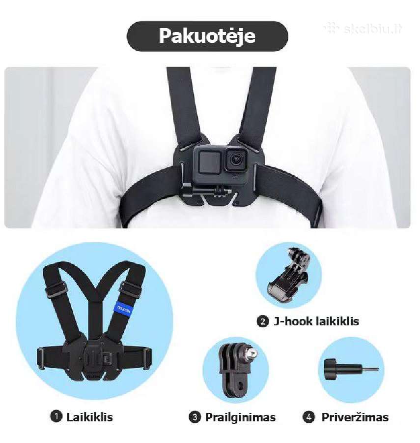 Gopro chest mount laikiklis ant krūtinės - nuotraukos Nr. 15