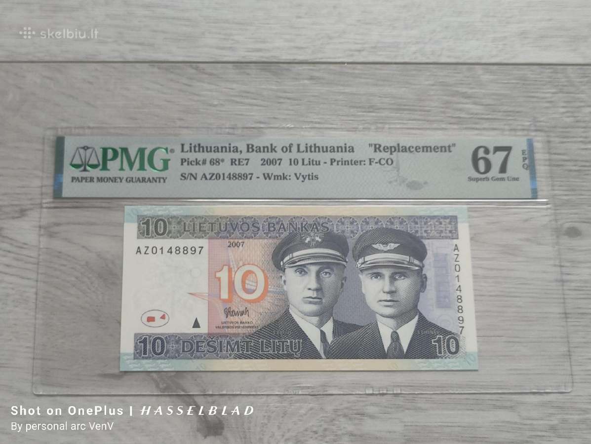 10 litų 2007 Pmg67 Az Replacement - pakaitinė ser