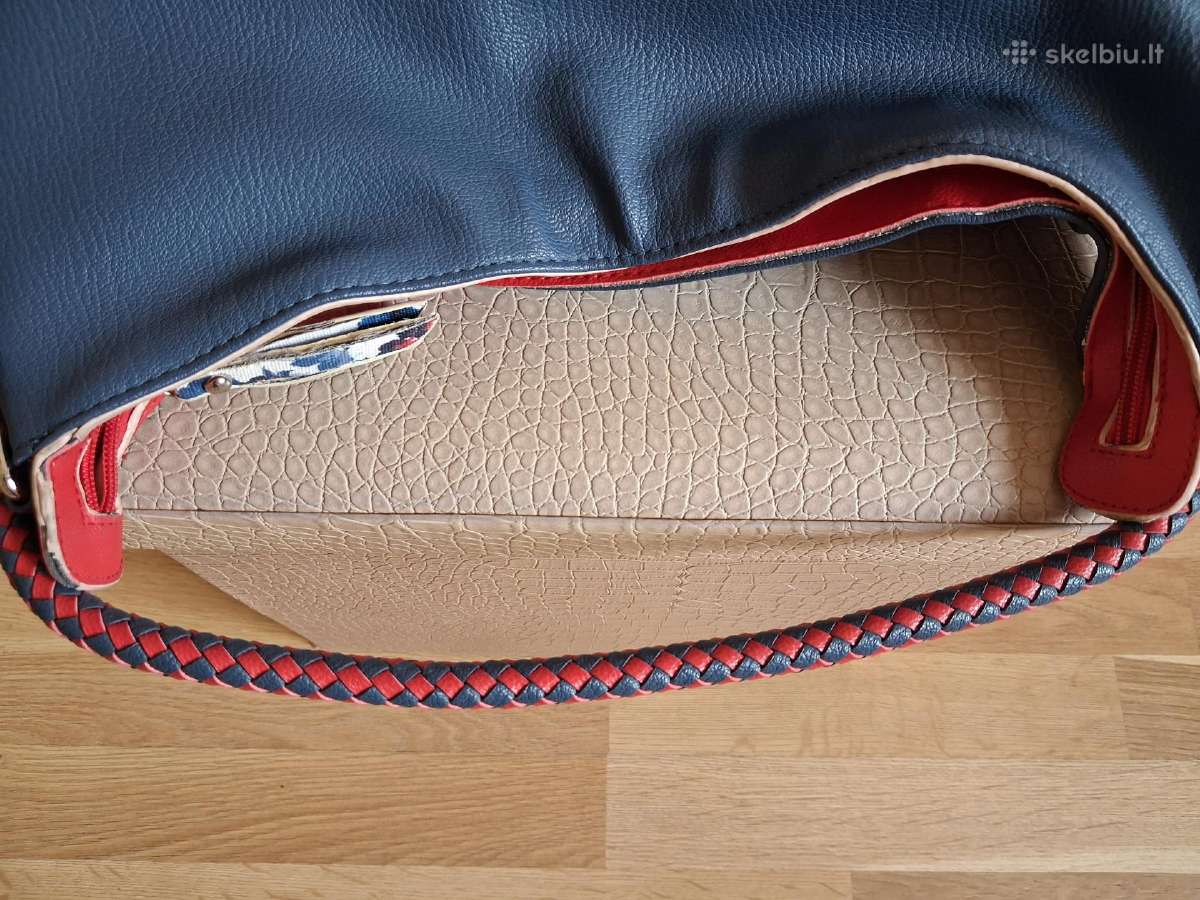 Doca talpi mėlyna rankinė su raudonomis detalėmis - nuotraukos Nr. 8
