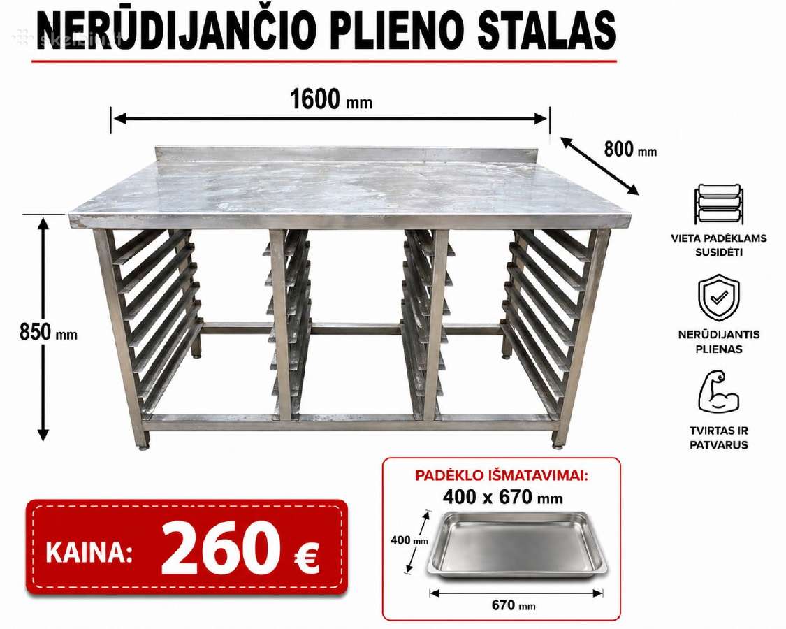 Nerudijančio plieno stelažas, praustuve, vonia, st - nuotraukos Nr. 2