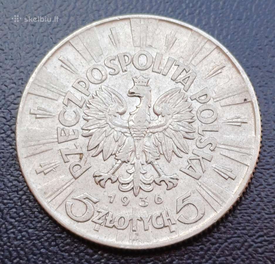 5 zlotai 1936m. Lenkija sidabras - nuotraukos Nr. 2