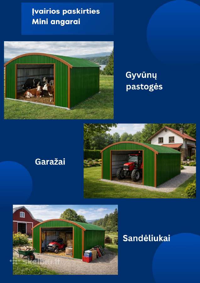 Metalinai Mini angarai - sandėliukai-garažai