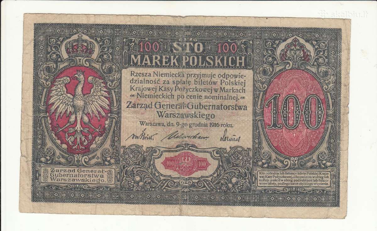 Lenkija 100 markių 1916