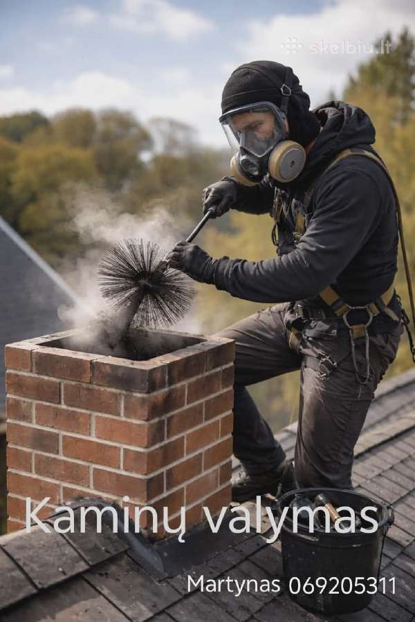 Kaminų valymas. Kaina nuo 40€ .