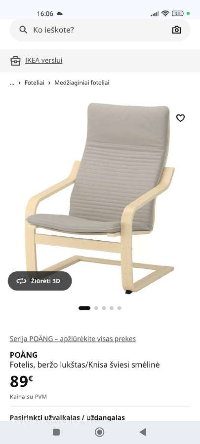 Ikea Poäng fotelis naudotas