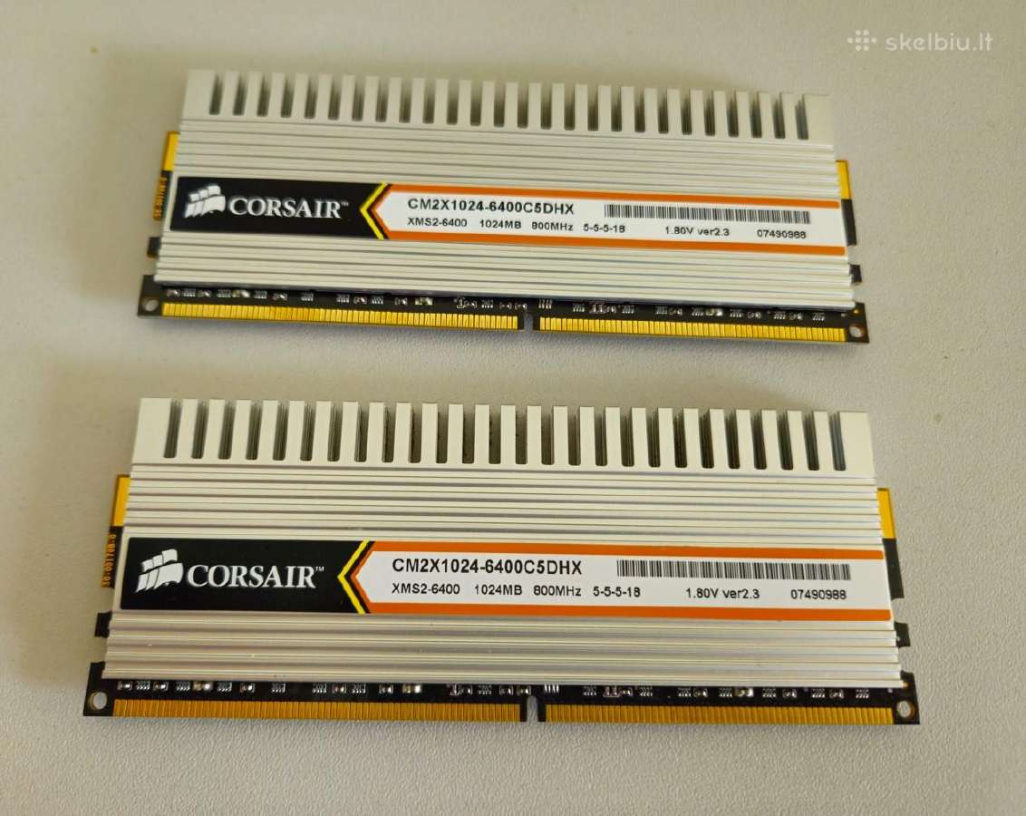 Corsair Xms2 Dhx Ddr2 2gb (2x1gb) 800mhz RAM - nuotraukos Nr. 2