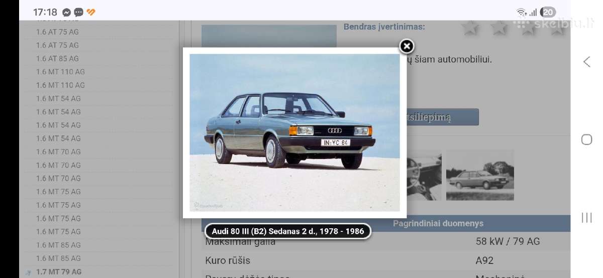 Perku Audi 80, 2 durų,1979m