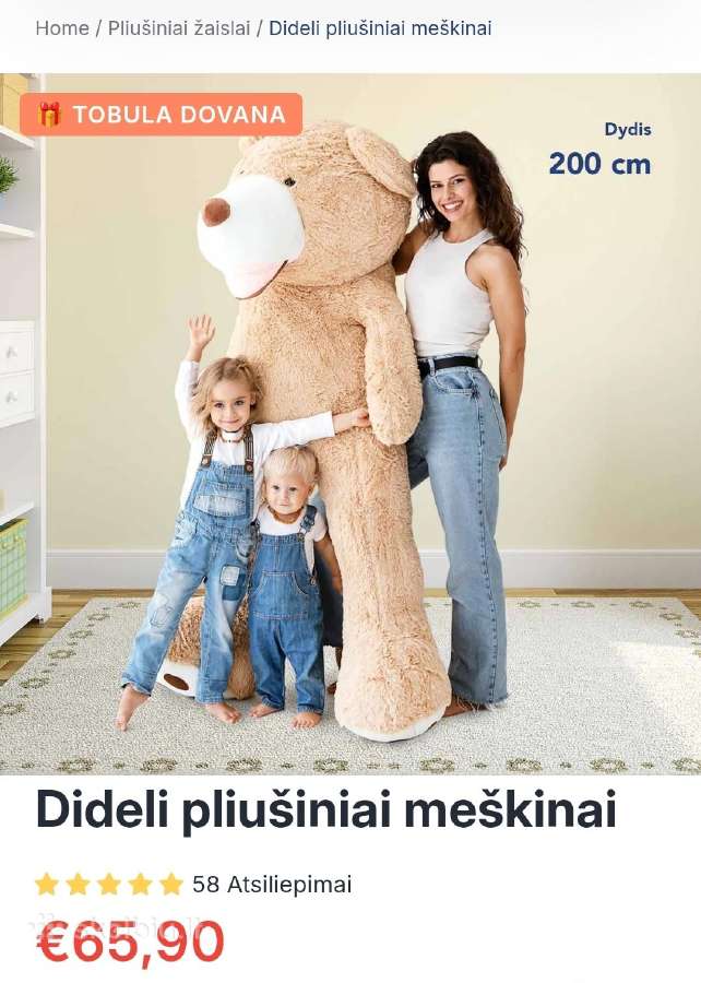 Didelis minkštas meškinas