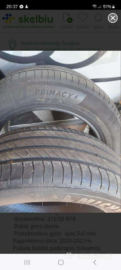 215/55 R18 Michelin Primacy 4