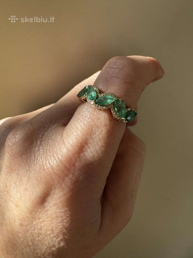 2,14ct žiedas su deimantais ir smaragdais - nuotraukos Nr. 2