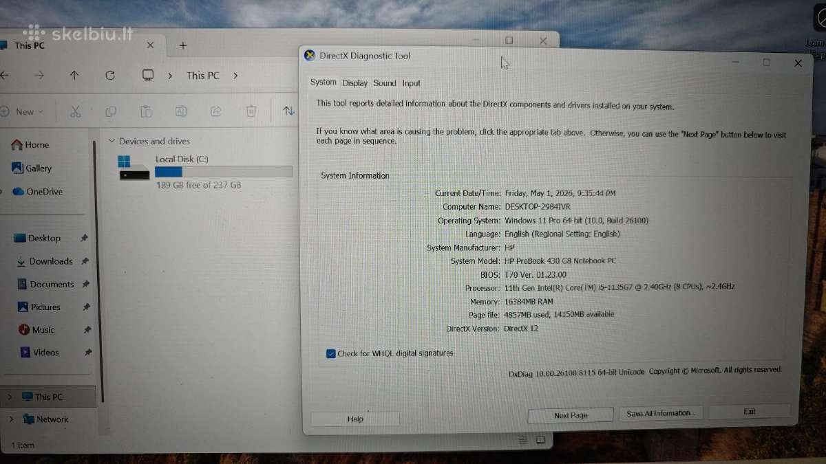 Hp Probook 430 G8 i5-1135g7/16gb/250gb SSD - nuotraukos Nr. 5