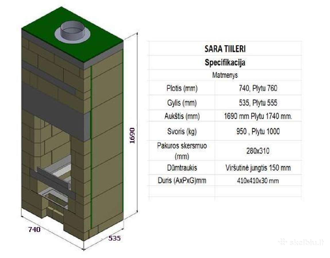 Sara -Tiileri 1000 kg Suomiška krosnis - nuotraukos Nr. 4